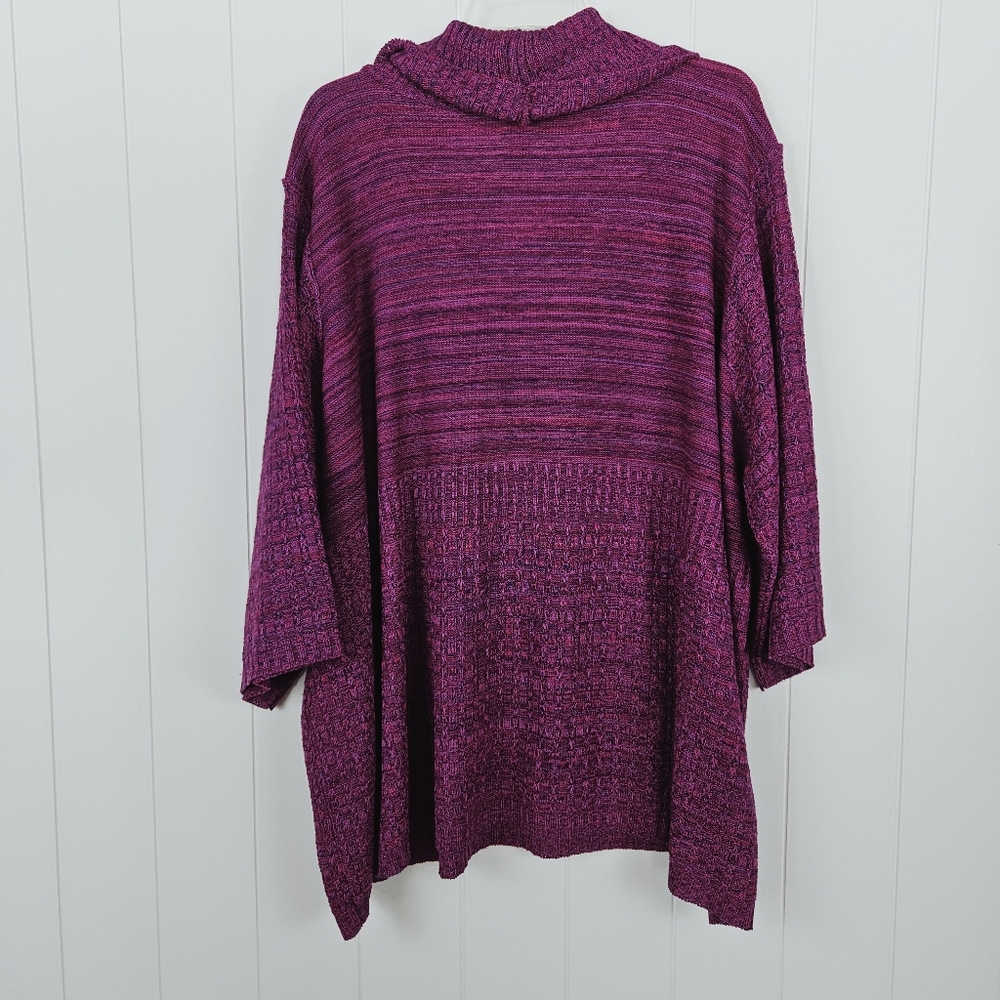Catherines Sweater Purple Pullover Draped Cowl Neck Stretch Knit Womens 4x - Picture 7 of 8